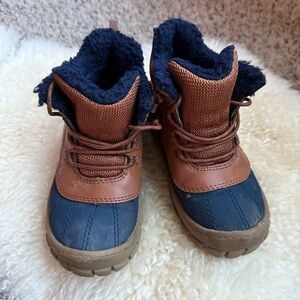 Faded Glory toddler boy duck boots brown and navy size 11